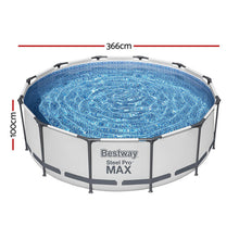 Load image into Gallery viewer, Bestway Swimming Pool 366x100cm Steel Frame Round Above Ground Pools w/ Filter Pump 9150L
