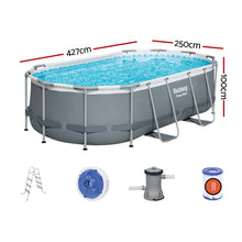 Load image into Gallery viewer, Bestway Swimming Pool 427x250x100cm Steel Frame Above Ground Pools Filter Pump Ladder 7250L
