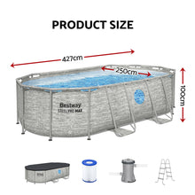 Load image into Gallery viewer, Bestway Swimming Pool 427x250x100cm Steel Frame Above Ground Pools Filter Pump Ladder 7250L

