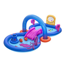 Load image into Gallery viewer, Bestway Kids Inflatable Play Splash Pool with Slide Ball Tossing Toys Coral Basket
