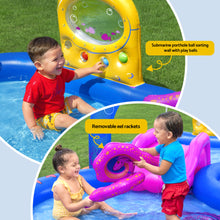 Load image into Gallery viewer, Bestway Kids Inflatable Play Splash Pool with Slide Ball Tossing Toys Coral Basket
