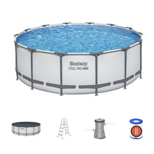 Load image into Gallery viewer, Bestway Swimming Pool 427x427x122cm Steel Frame Above Ground Pools Round Filter Pump Ladder
