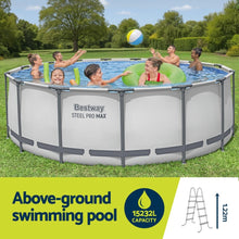 Load image into Gallery viewer, Bestway Swimming Pool 427x427x122cm Steel Frame Above Ground Pools Round Filter Pump Ladder
