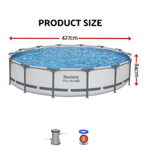 Load image into Gallery viewer, 427CM Swimming Pools Steel Above Ground Round Backyard Pool Set White
