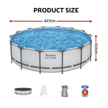 Load image into Gallery viewer, Bestway Swimming Pools 427cm x 107cm Steel Above Ground Round Backyard Pool Set White

