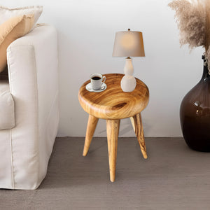 Round Coffee Side Table Timber-40 cm across