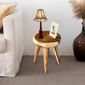 Round Coffee Side Table Timber-40 cm across