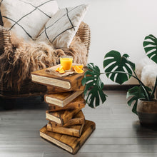 Load image into Gallery viewer, Side Table, corner Stool, Plant Stand Raintree Wood Natural Finish-Book Stack
