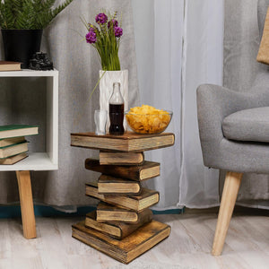 Side Table, corner Stool, Plant Stand Raintree Wood Natural Finish-Book Stack