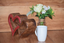 Load image into Gallery viewer, Mothers Day gift-Heart Love Wood Carving Wood Sculpture Acacia Wooden Statue Heart in red 17cm
