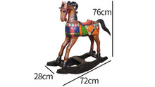 Load image into Gallery viewer, Rocking horse handmade solid wood-beautiful hand painted detail-very unique
