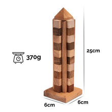 Load image into Gallery viewer, Hand Made Wood Stacking Tower Puzzle Game from Thailand - stacking advanced Tower
