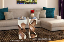 Load image into Gallery viewer, Swirl wood side table Acacia wood Side Table/Corner Table Bar stool-76 cm height

