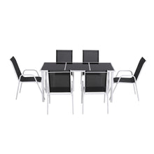 Load image into Gallery viewer, Gardeon 7 Piece Outdoor Dining Set Steel Textilene Patio Furniture Table and Chairs Black
