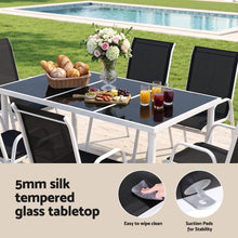 Load image into Gallery viewer, Gardeon 7 Piece Outdoor Dining Set Steel Textilene Patio Furniture Table and Chairs Black

