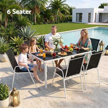 Load image into Gallery viewer, Gardeon 7 Piece Outdoor Dining Set Steel Textilene Patio Furniture Table and Chairs Black
