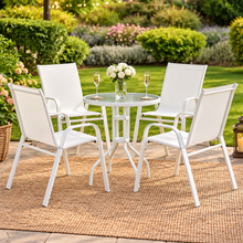 Load image into Gallery viewer, Gardeon 5PC Bistro Set Outdoor Table and Chairs Stackable Patio Furniture White
