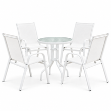 Load image into Gallery viewer, Gardeon 5PC Bistro Set Outdoor Table and Chairs Stackable Patio Furniture White
