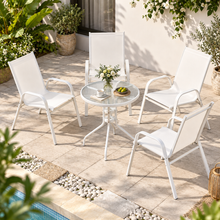 Load image into Gallery viewer, Gardeon 5PC Bistro Set Outdoor Table and Chairs Stackable Patio Furniture White
