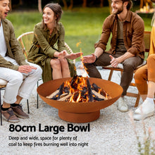 Load image into Gallery viewer, Grillz Fire Pit Iron Bowl 80cm Outdoor Patio Fireplace
