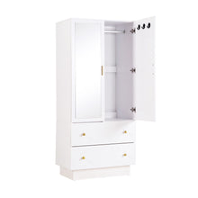 Load image into Gallery viewer, Artiss LED Wardrobe Cabinet Clothes Storage with Mirror 2 Drawers Hanging Rail
