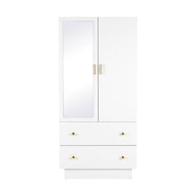Load image into Gallery viewer, Artiss LED Wardrobe Cabinet Clothes Storage with Mirror 2 Drawers Hanging Rail
