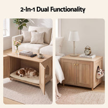 Load image into Gallery viewer, Artiss 2-In-1 Coffee Table Pet Cat House Wooden Side Table Storage Cabinet 80x50x55CM
