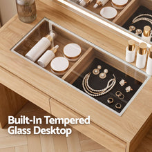 Load image into Gallery viewer, Artiss Dressing Table Makeup Vanity Desk LED Mirror Drawers Charging Station Curved Edge Wood
