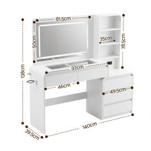 Load image into Gallery viewer, Artiss Dressing Table Makeup Vanity Desk LED Mirror Drawers Charging Station Curved Edge White
