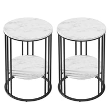 Load image into Gallery viewer, Artiss Set of 2 Side Table Coffee Table 2-Tier Round Marble Effect
