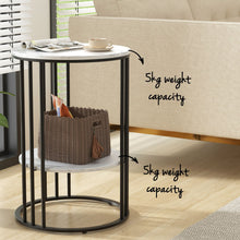 Load image into Gallery viewer, Artiss Set of 2 Side Table Coffee Table 2-Tier Round Marble Effect
