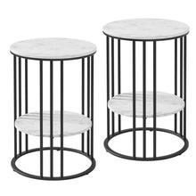 Load image into Gallery viewer, Artiss Set of 2 Side Table Coffee Table 2-Tier Round Marble Effect
