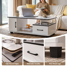 Load image into Gallery viewer, Artiss Coffee Table Marble Finish Center Table with Storage Drawer Cabinet Wood White
