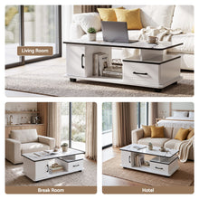 Load image into Gallery viewer, Artiss Coffee Table Marble Finish Center Table with Storage Drawer Cabinet Wood White
