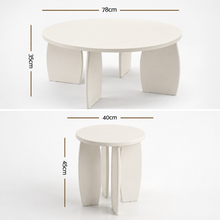 Load image into Gallery viewer, Artiss Coffee Table Set of 2 High Gloss Round Side Bedside Table Wood Living Room Cream
