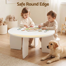 Load image into Gallery viewer, Artiss Coffee Table Set of 2 High Gloss Round Side Bedside Table Wood Living Room Cream
