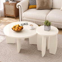 Load image into Gallery viewer, Artiss Coffee Table Set of 2 High Gloss Round Side Bedside Table Wood Living Room Cream
