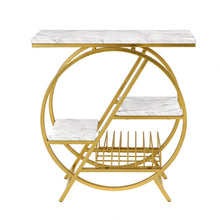 Load image into Gallery viewer, Artiss Side Table Marble Finish Coffee Table Nightstand Storage Shelf White&amp;Gold
