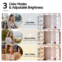 Load image into Gallery viewer, Artiss Dressing Table Vanity Desk LED Mirror Stool Set Charging Station Glass Top Rotating Shelf White
