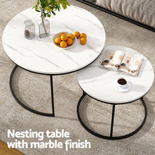 Load image into Gallery viewer, Artiss Nesting Coffee Table Set of 2 Marble Effect
