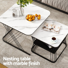Load image into Gallery viewer, Artiss Nesting Coffee Table Set of 2 Marble Effect
