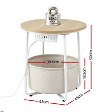 Load image into Gallery viewer, Artiss Set of 2 Round Coffee Table Bedside Side End Table Charging Station Storage Basket

