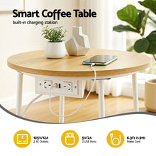 Load image into Gallery viewer, Artiss Set of 2 Round Coffee Table Bedside Side End Table Charging Station Storage Basket

