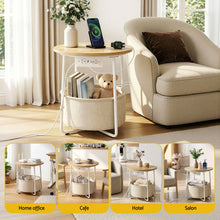 Load image into Gallery viewer, Artiss Set of 2 Round Coffee Table Bedside Side End Table Charging Station Storage Basket
