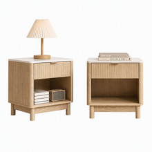 Load image into Gallery viewer, Artiss 2X Bedside Table Nightstand 1 Drawer Shelves Pine
