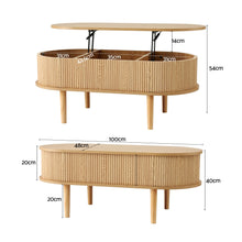 Load image into Gallery viewer, Artiss Lift Top Coffee Table Fluted Centre Table with Hidden Storage Oval 100cm
