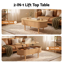 Load image into Gallery viewer, Artiss Lift Top Coffee Table Fluted Centre Table with Hidden Storage Oval 100cm
