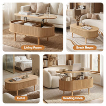 Load image into Gallery viewer, Artiss Lift Top Coffee Table Fluted Centre Table with Hidden Storage Oval 100cm
