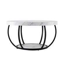 Load image into Gallery viewer, Artiss Coffee Table 2-Tier Marble Finish Round White&amp;Black
