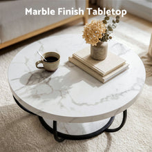 Load image into Gallery viewer, Artiss Coffee Table 2-Tier Marble Finish Round White&amp;Black
